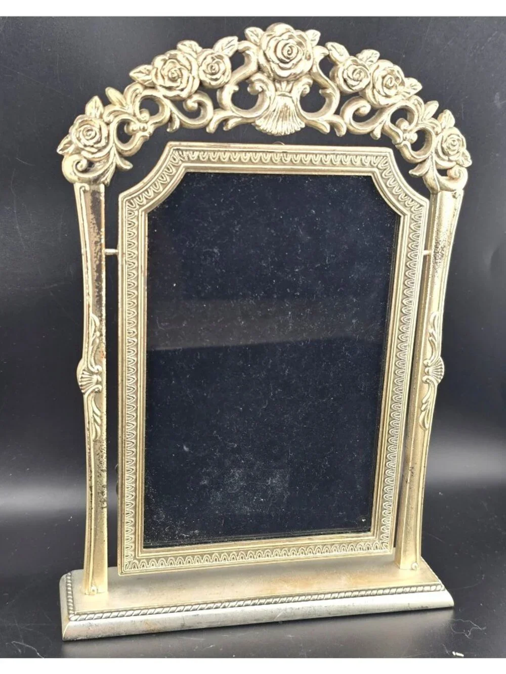 Vintage Victorian Metal Swing Picture Frame Ornate Rose Design - 8